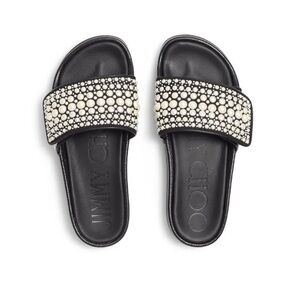 JIMMY CHOO Fitz/F Black Slides with pearls size 9 39